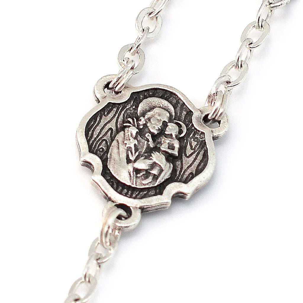 ST. JOSEPH WOOD & SILVER ROSARY
