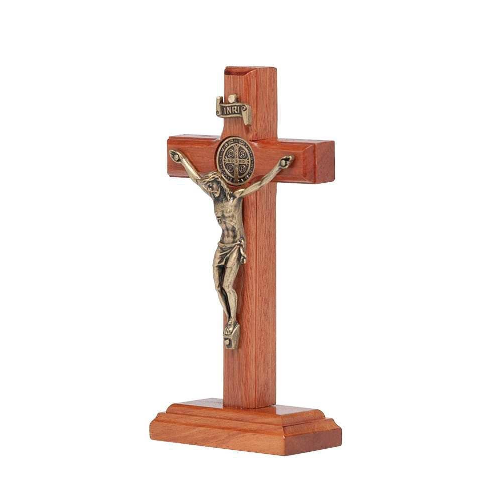 5" ST. BENEDICT WOODEN CROSS WITH STAND