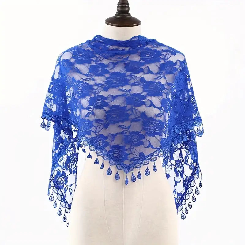 WOMEN'S LACE TRIANGLE CHAPEL VEIL W/ TASSEL -BREATHABLE