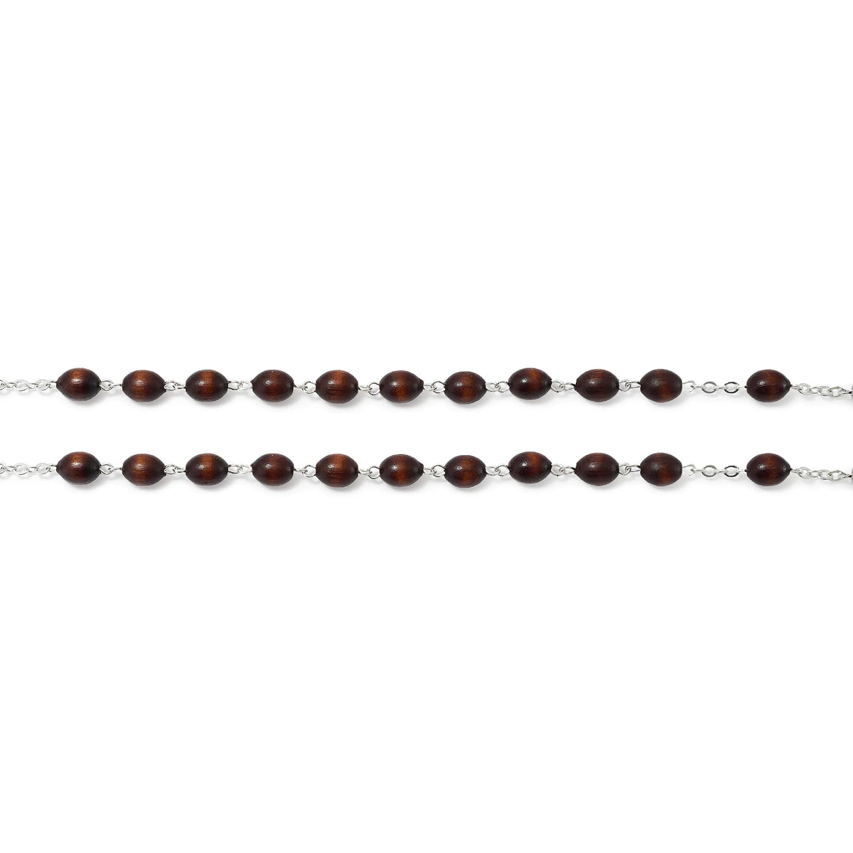 St. Joseph Rosary In Silver With Italian Wooden Beads