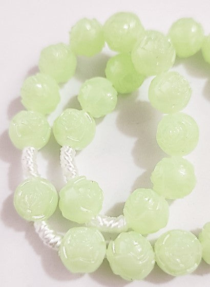 ST BENEDICT 10mm ROSE BUD GLOW IN THE DARK ROSARY