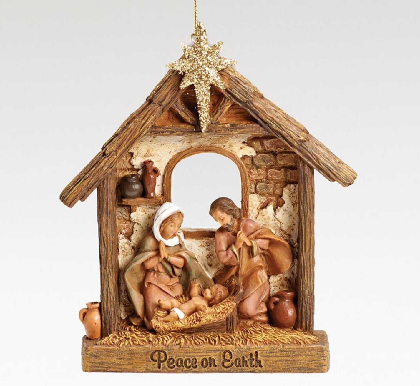 FONTANINI HOLY FAMILY ORNAMENT W/STABLE