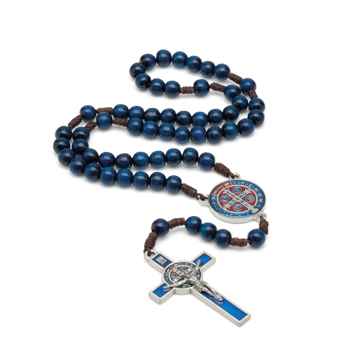 BLUE WOODEN ST. BENEDICT ROSARY