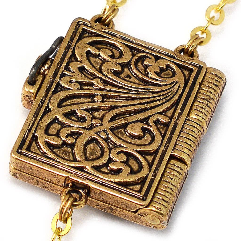 ST BENEDICT BOOKLET ROSARY W/ITALIAN WOOD BEADS & GOLD