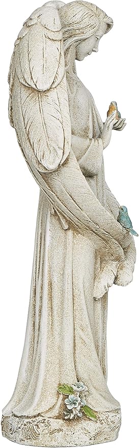 20"H ANGEL WITH TWO BIRDS GARDEN STATUE
