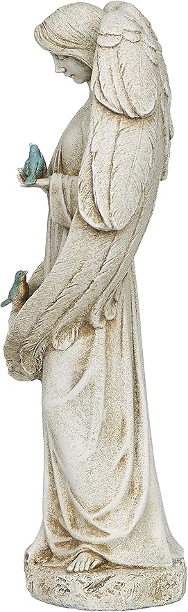 20"H ANGEL WITH TWO BIRDS GARDEN STATUE