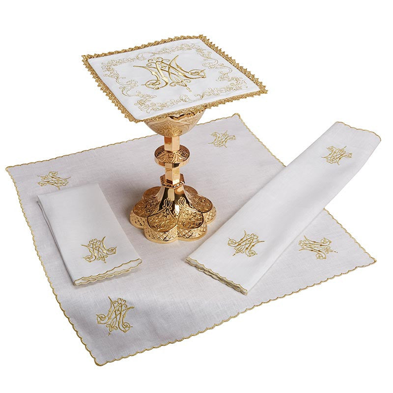 EMBROIDERED JERUSALEM CROSS LACE TRIM MASS LINEN GIFT SET (Copy)