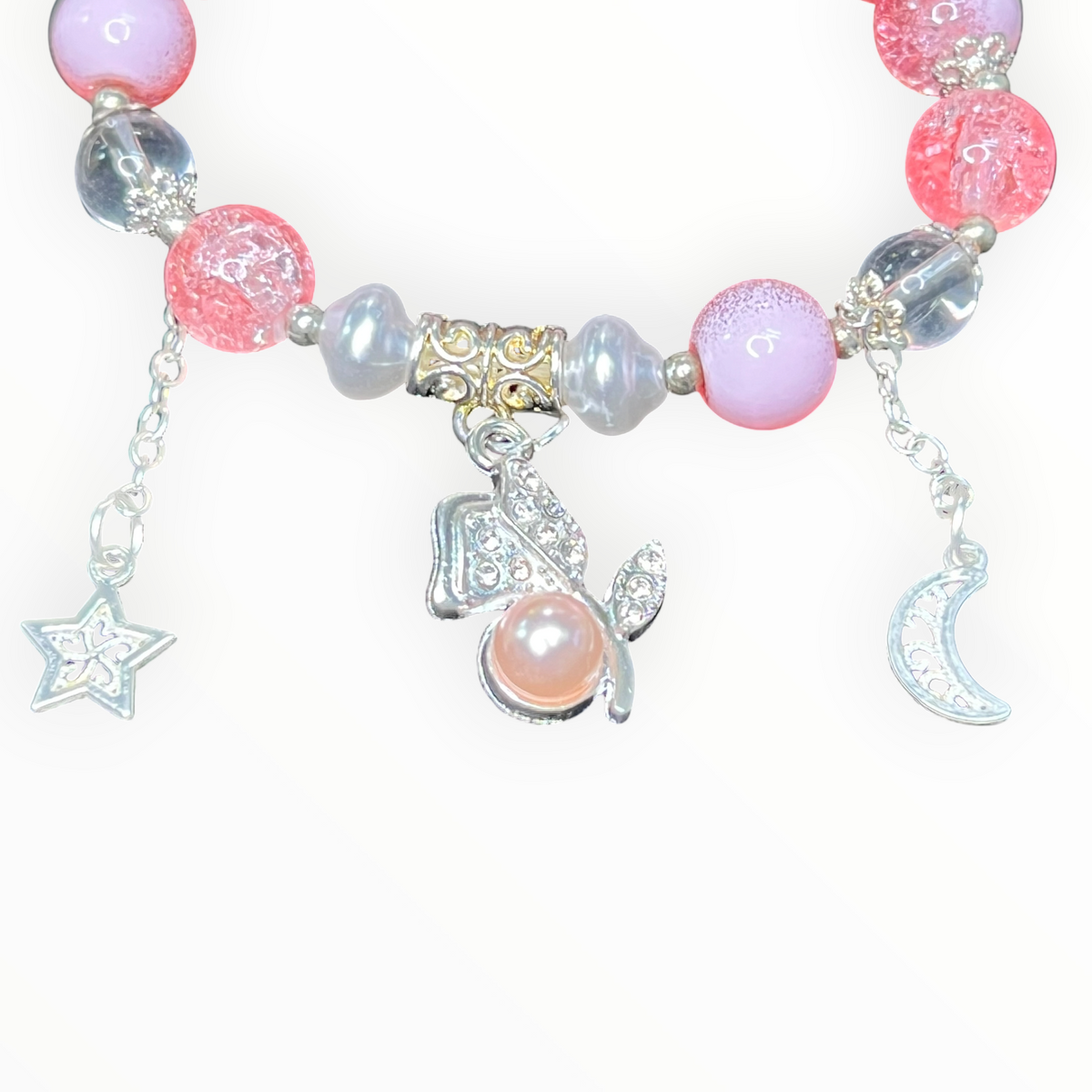 Bracelet: Colored Crackled Glass with Flower