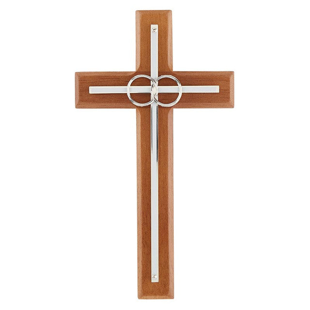Silver Rings Wood Wedding Cross