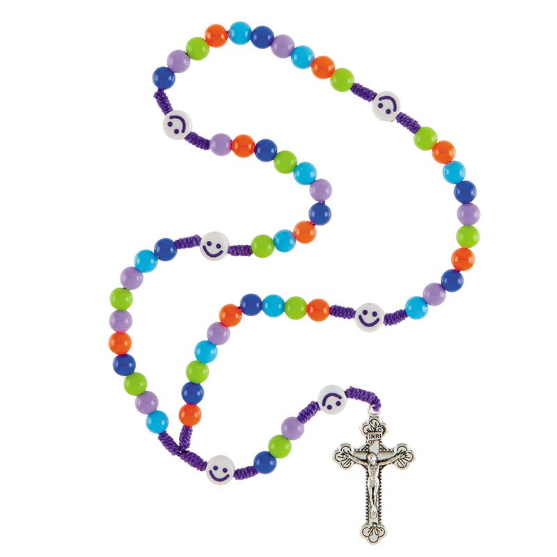 SMILEY FACE COLORFUL CORD ROSARY