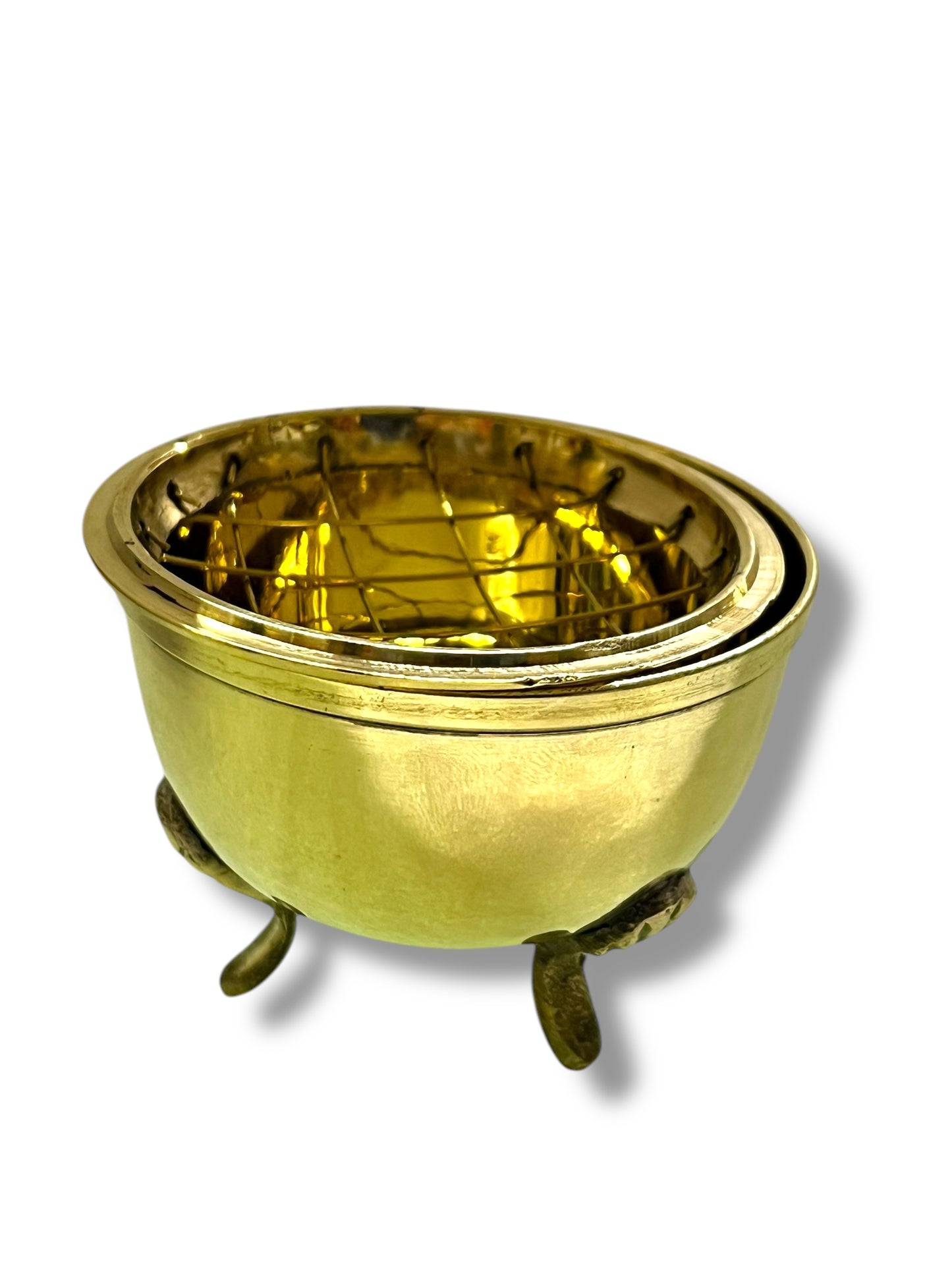 BRASS INCENSE BURNER: 2.5" WITH 3 LEGS & SCREEN