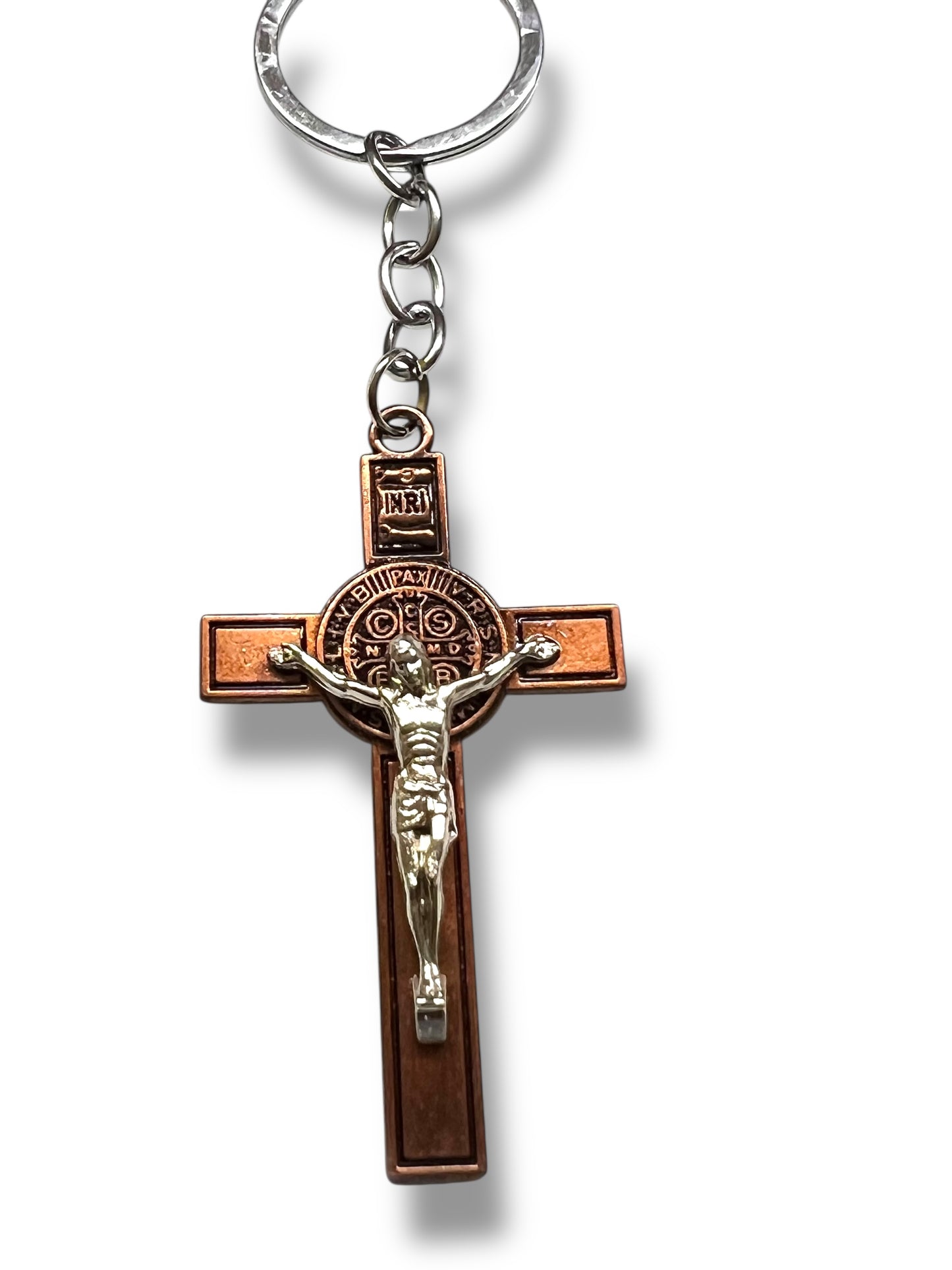 KEYCHAIN: 3" ST. BENEDICT CROSS