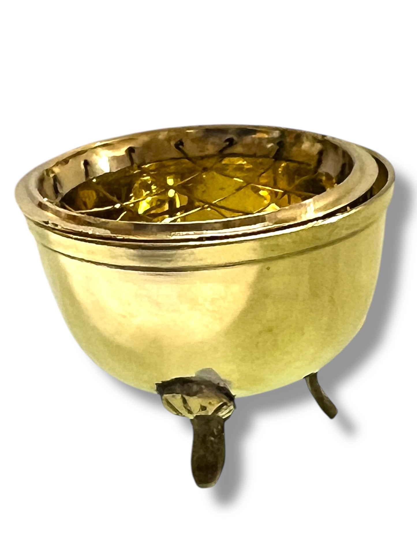 BRASS INCENSE BURNER: 2.5" WITH 3 LEGS & SCREEN