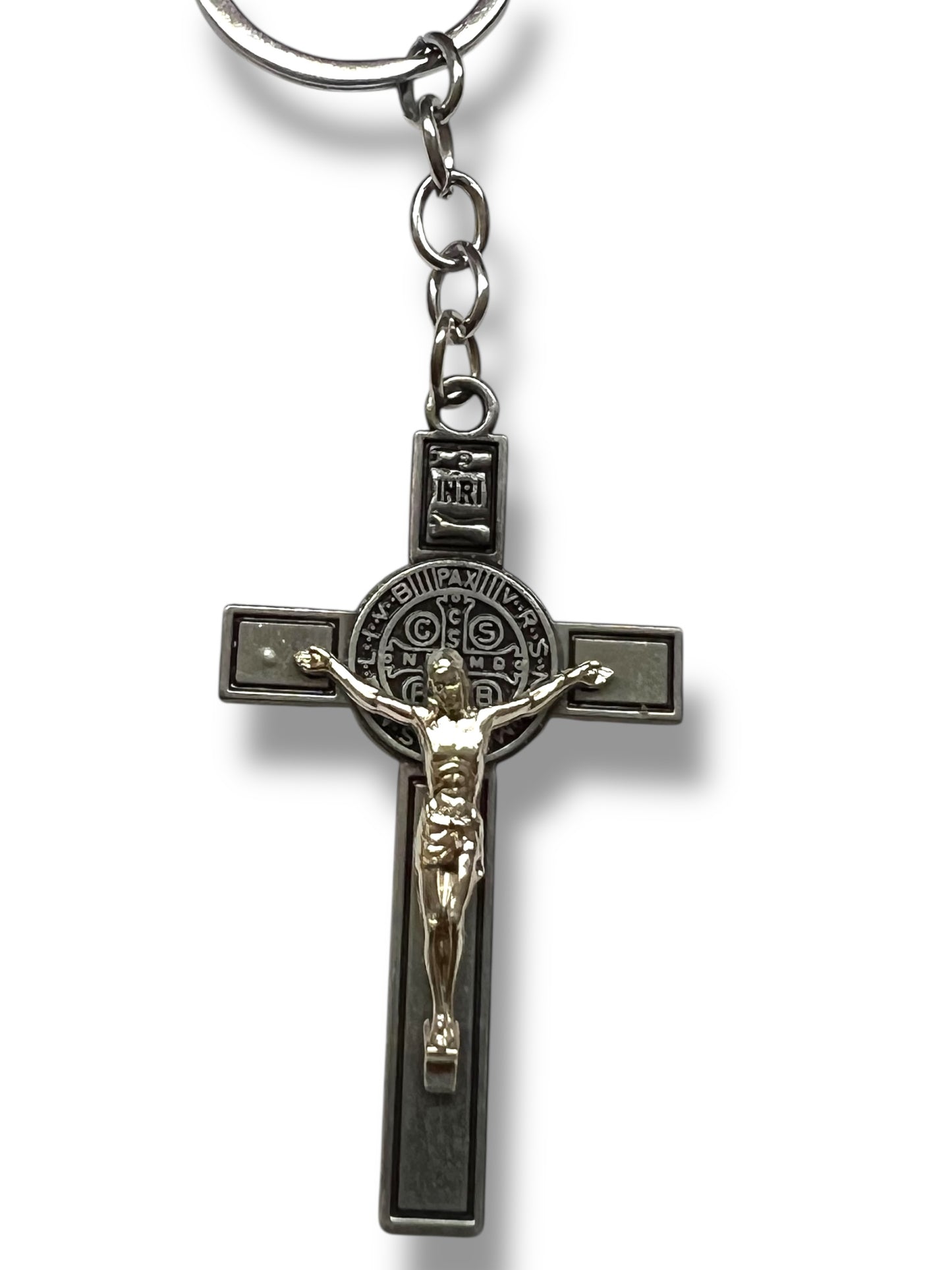 KEYCHAIN: 3" ST. BENEDICT CROSS