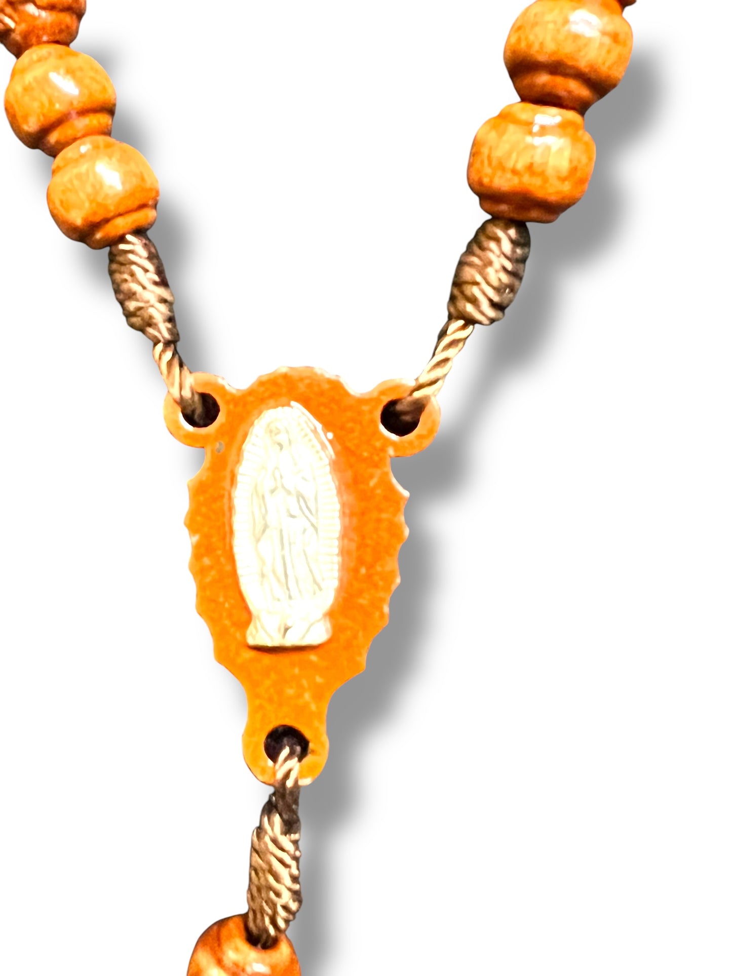 ROSARIO DE MADERA DE NUESTRA SEÑORA DE GUADALUPE MARRÓN OSCURO