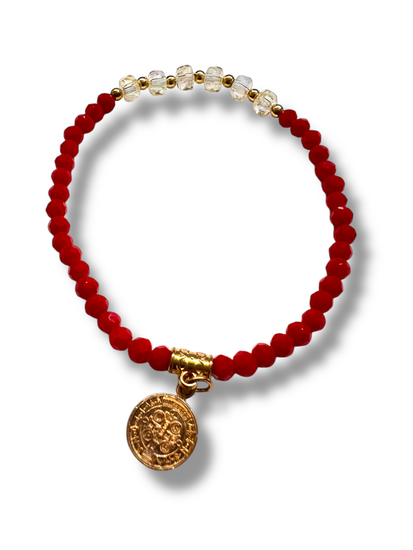 BRACELET: ST. BENEDICT -SKY BLUE CRYSTAL THREADED