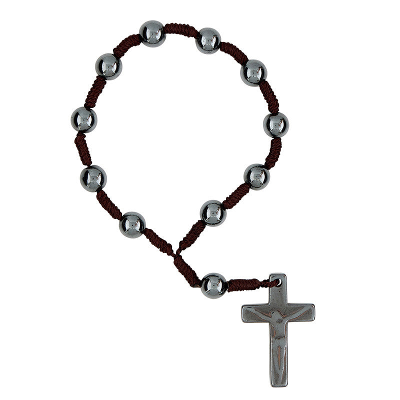 HEMATITE CORD ONE DECADE ROSARY
