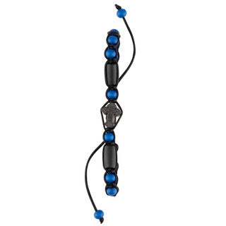 BLUE CRUCIFIX WOOD BRACELET