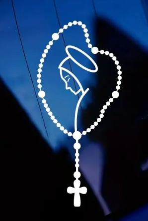 OUR LADY OF ROSARY CREATIVE CAR DECALS M WHITE