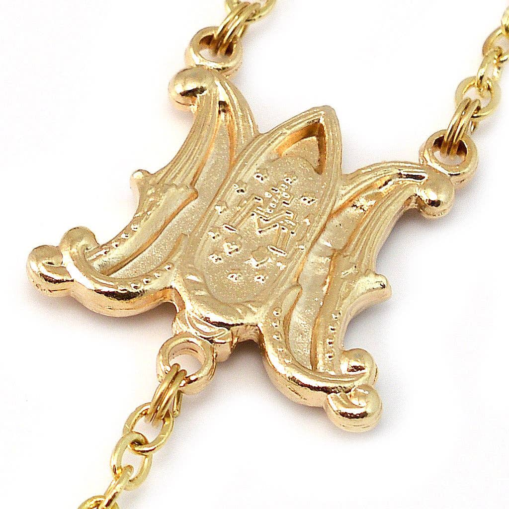 MIRACULOUS MEDAL GOLD ENAMEL ROSARY
