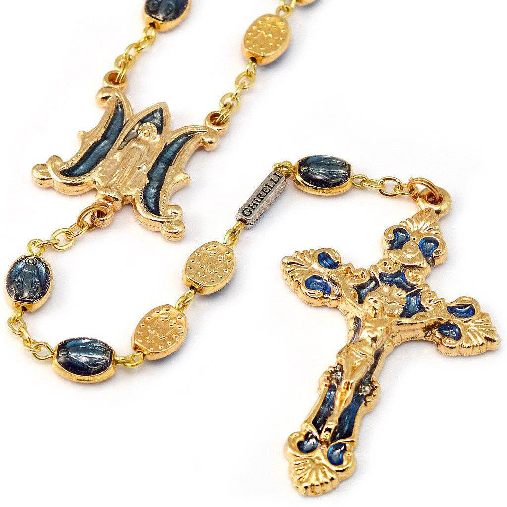 MIRACULOUS MEDAL GOLD ENAMEL ROSARY