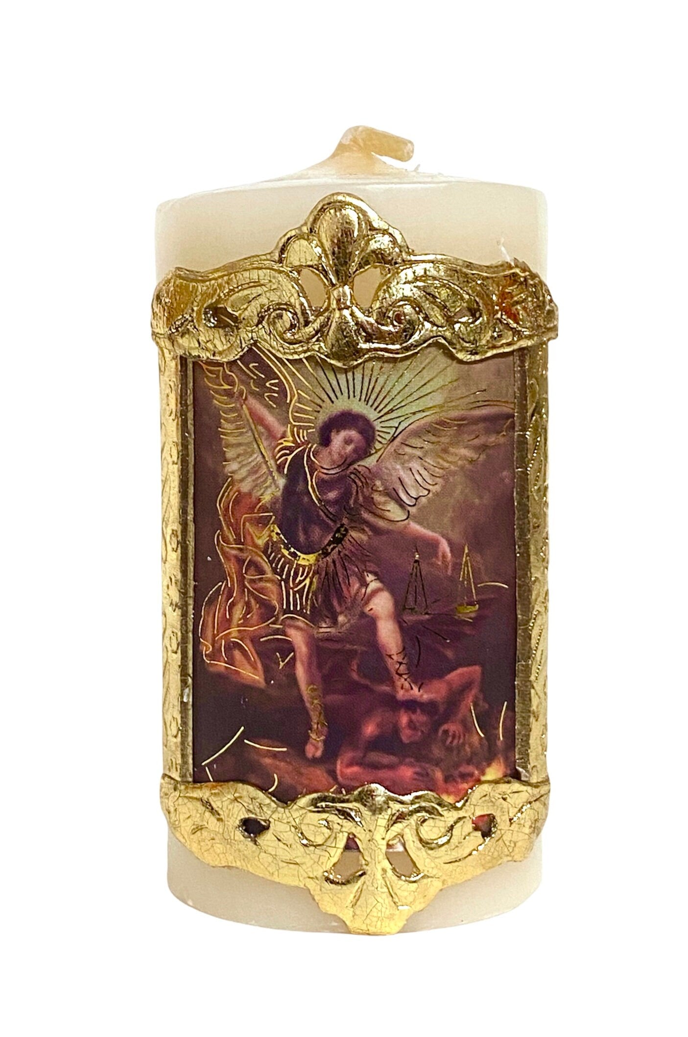 3" ST. MICHAEL ARCHANGEL DEVOTIONAL WAX CANDLE (CIRIO)