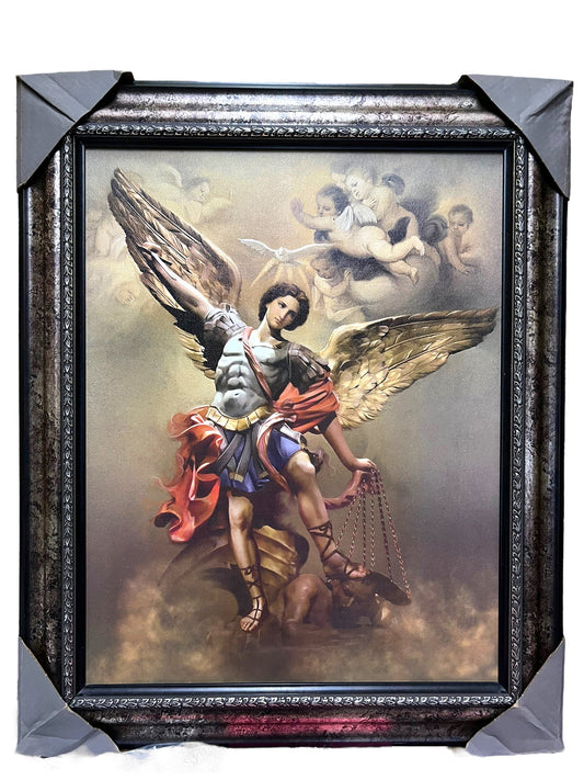 ELEGANTE LÁMINA ENMARCADA DE 56 x 71 cm - SAN MIGUEL ARCÁNGEL