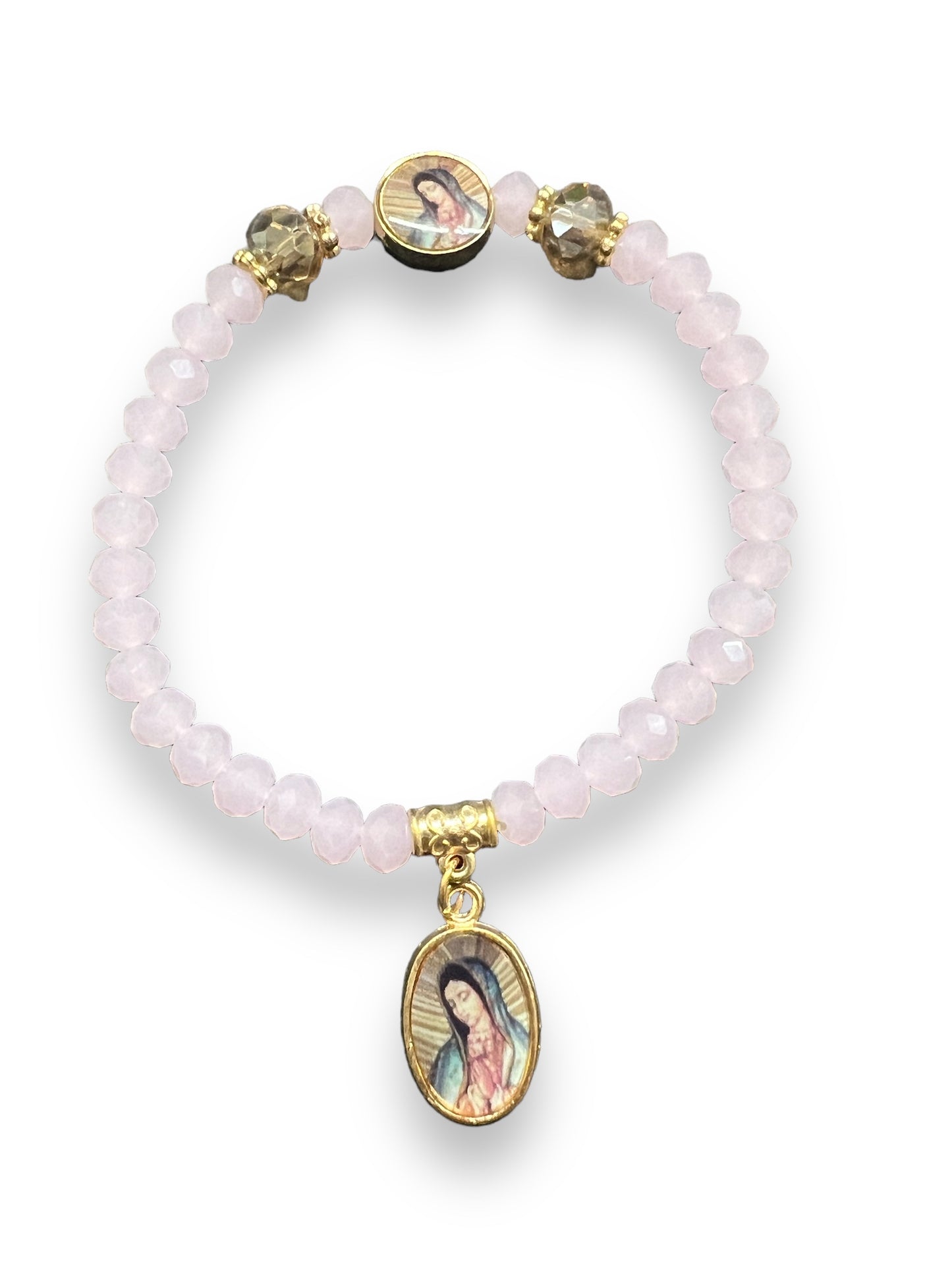 BRACELET: OUR LADY OF GUADALUPE GLASS DOUBLE CHARM