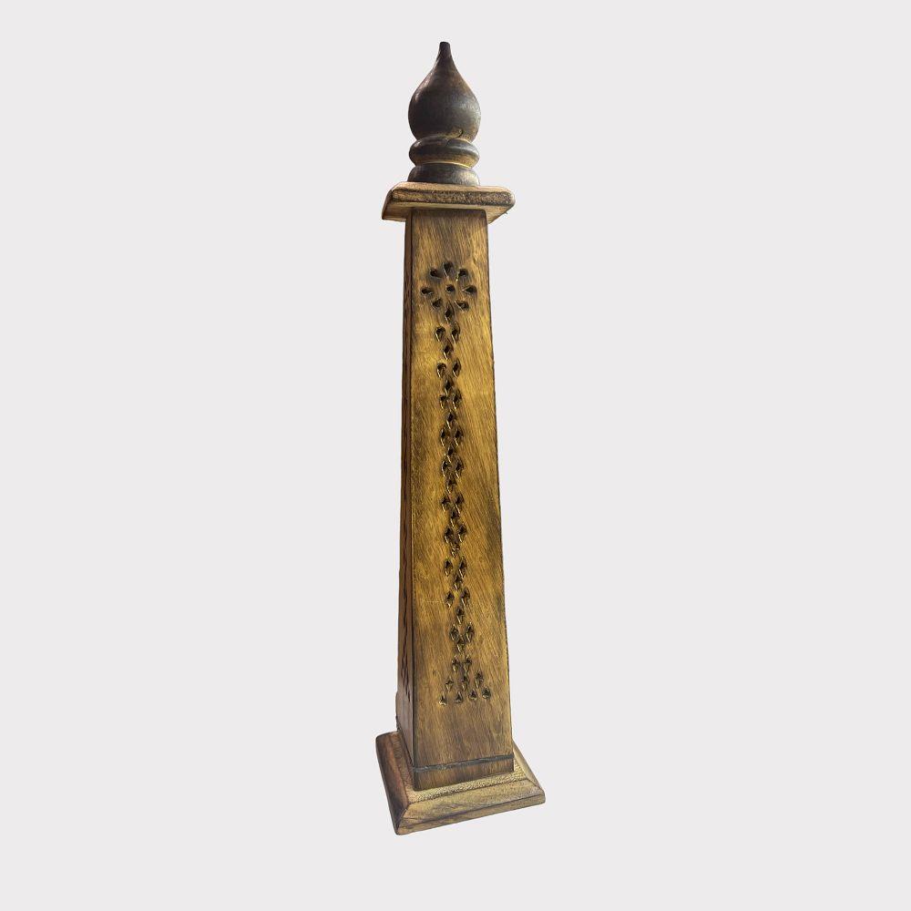 WOODEN INCENSE BURNER TOWER 12"