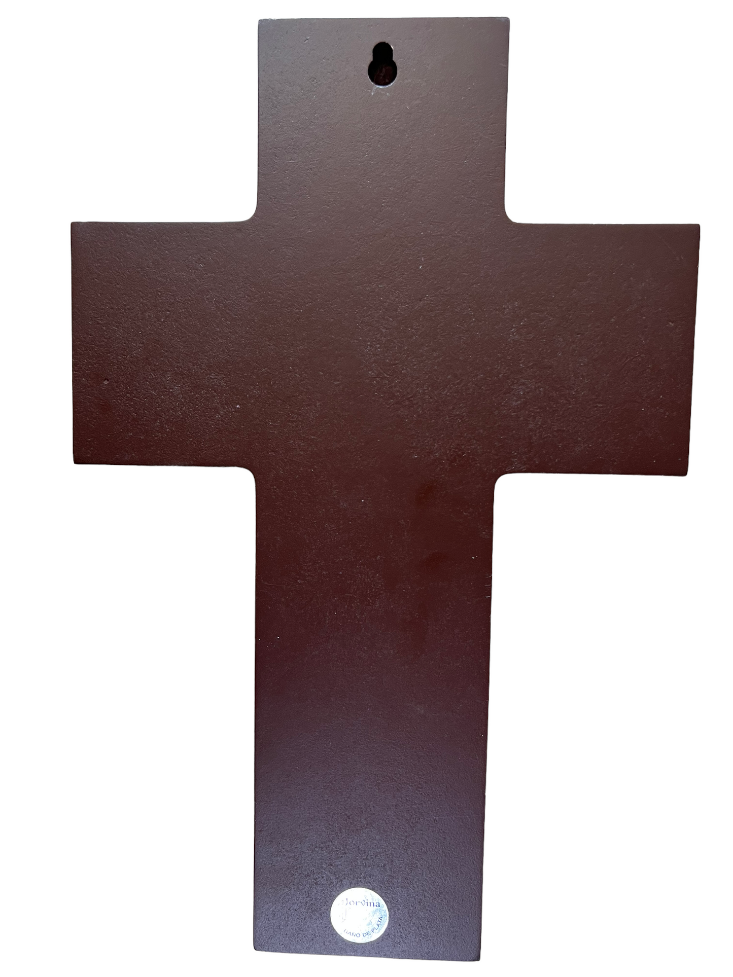 CRUZ DE MADERA EN METAL PLATEADO / SILVER WOODEN CROSS