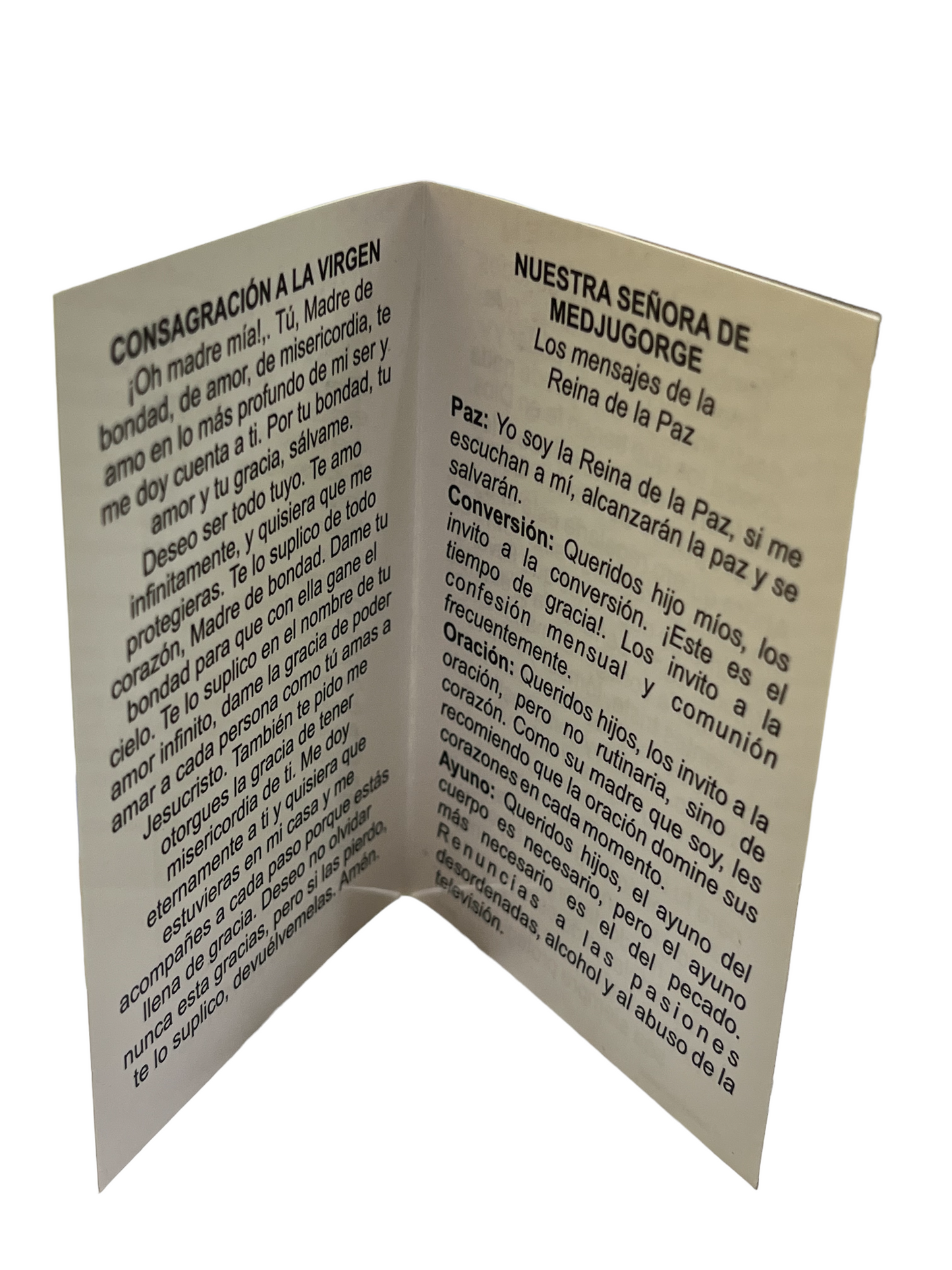 ESTAMPA DOBLE C/ ORACION: VIRGEN DE MEDJUGORJE