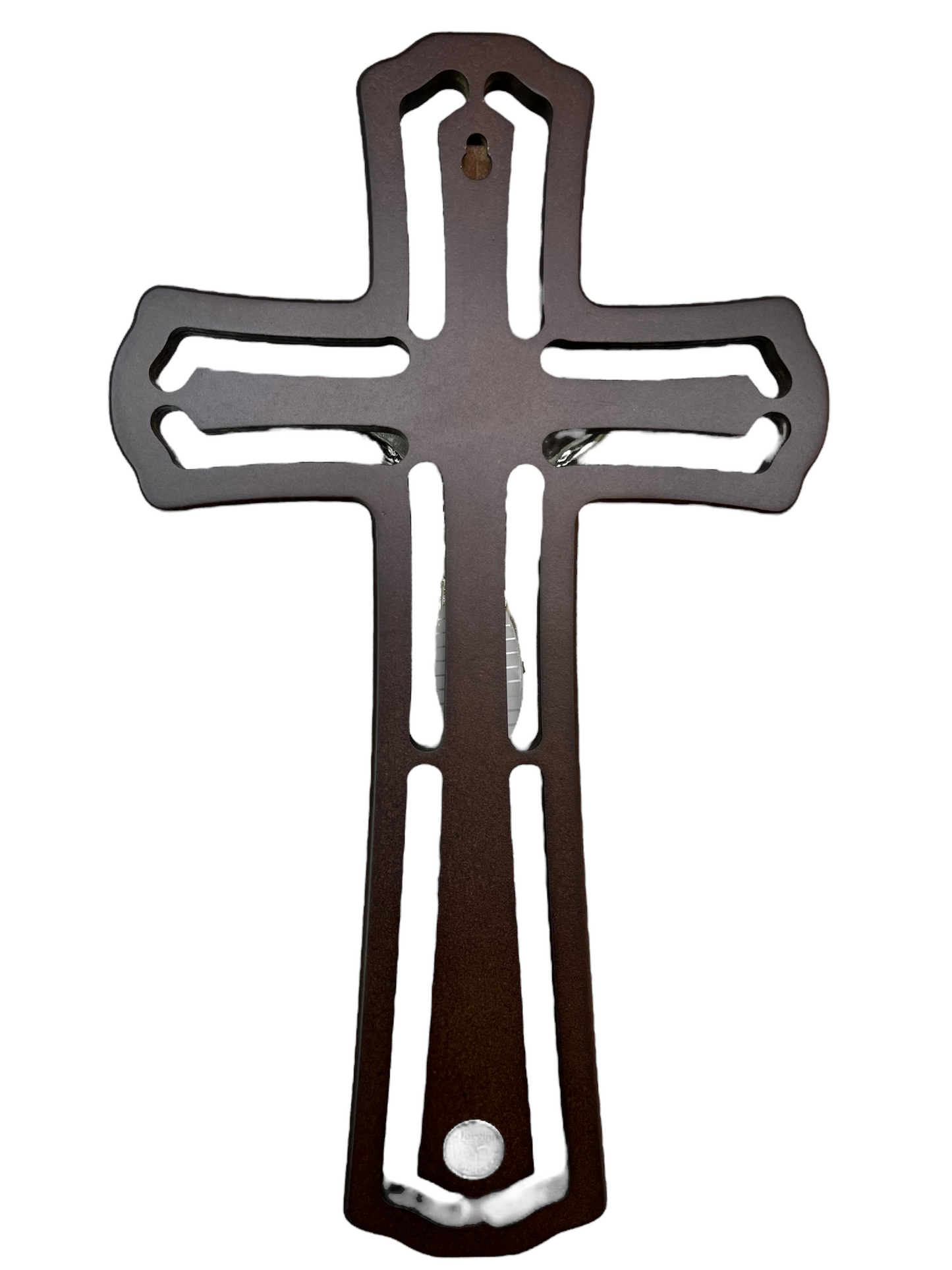 CRUZ RESACADA CON CUERPO PLATEADO / DIE-CUT WOODEN CROSS WITH SILVER BODICE