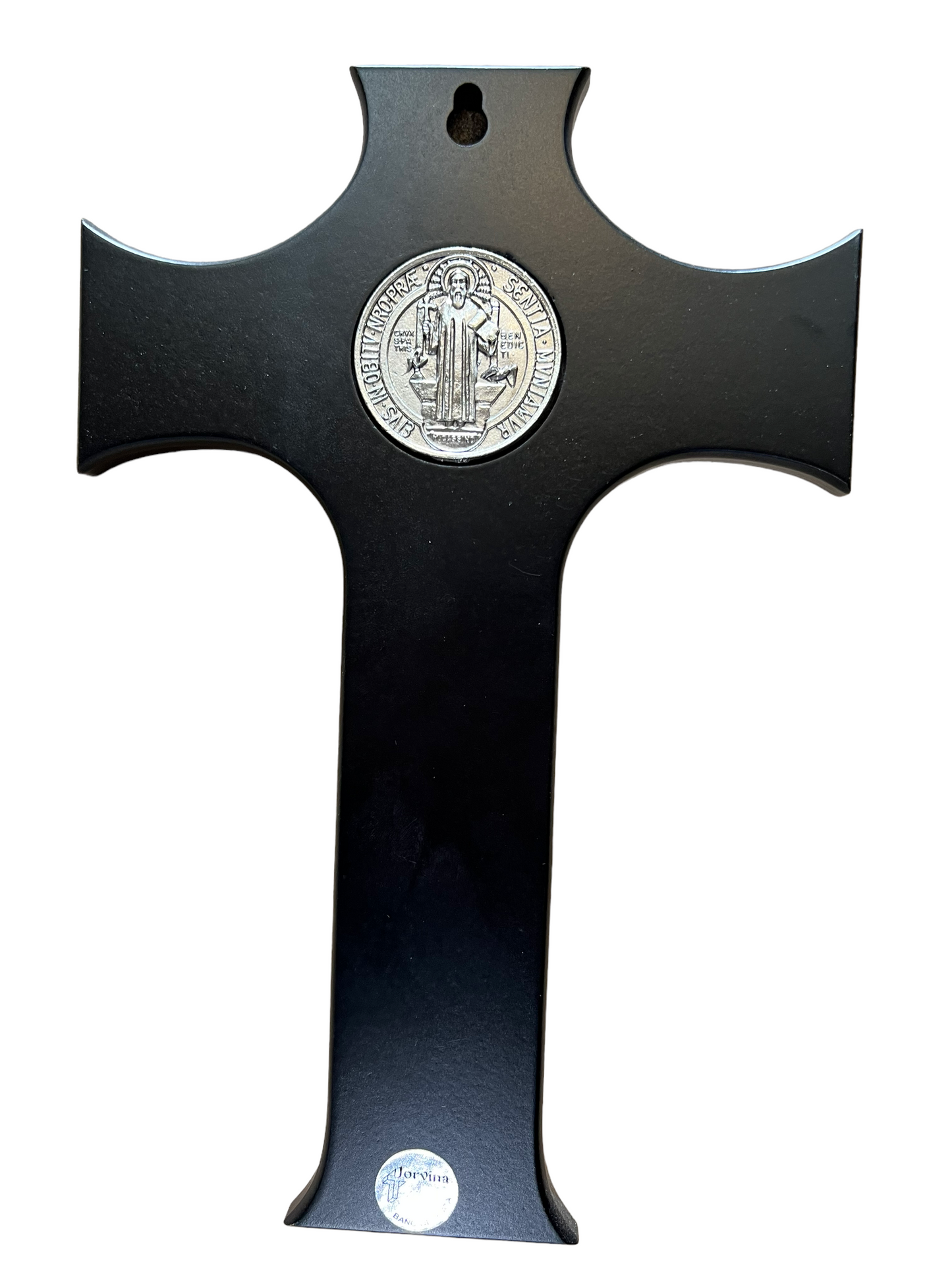 CRUZ SAN BENITO PLATEADA / CAL DE LA PLATA. CRUZ DE MADERA BENEDICTO