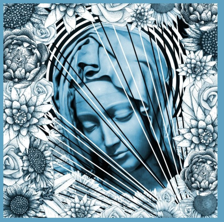 VIRGIN MARY T-SHIRT - CYAN