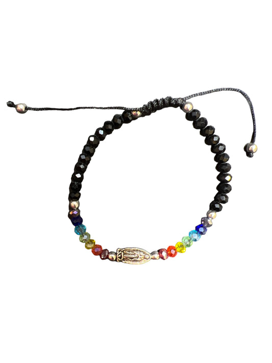 PULSERA: NUESTRA SEÑORA DE GUADALUPE -CRISTALES MULTICOLOR