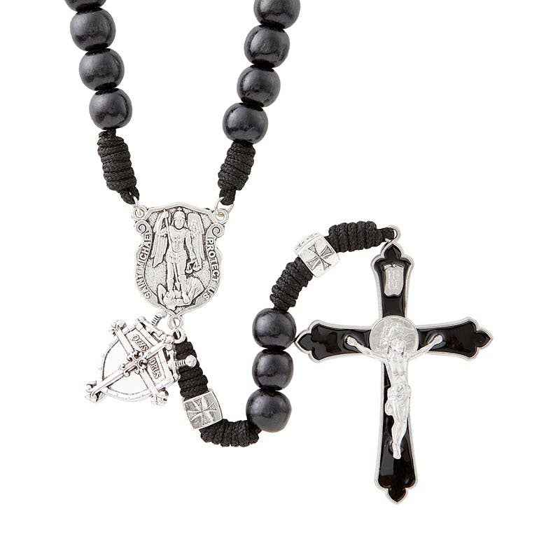 ST. MICHAEL ARCHANGEL PARACORD BLACK ROSARY