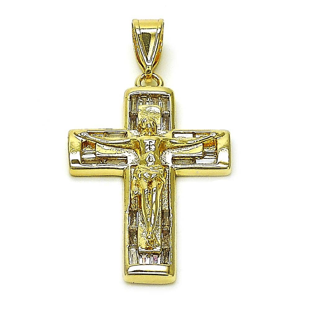 18K GOLD LAYERED CROSS PENDANT NECKLACE