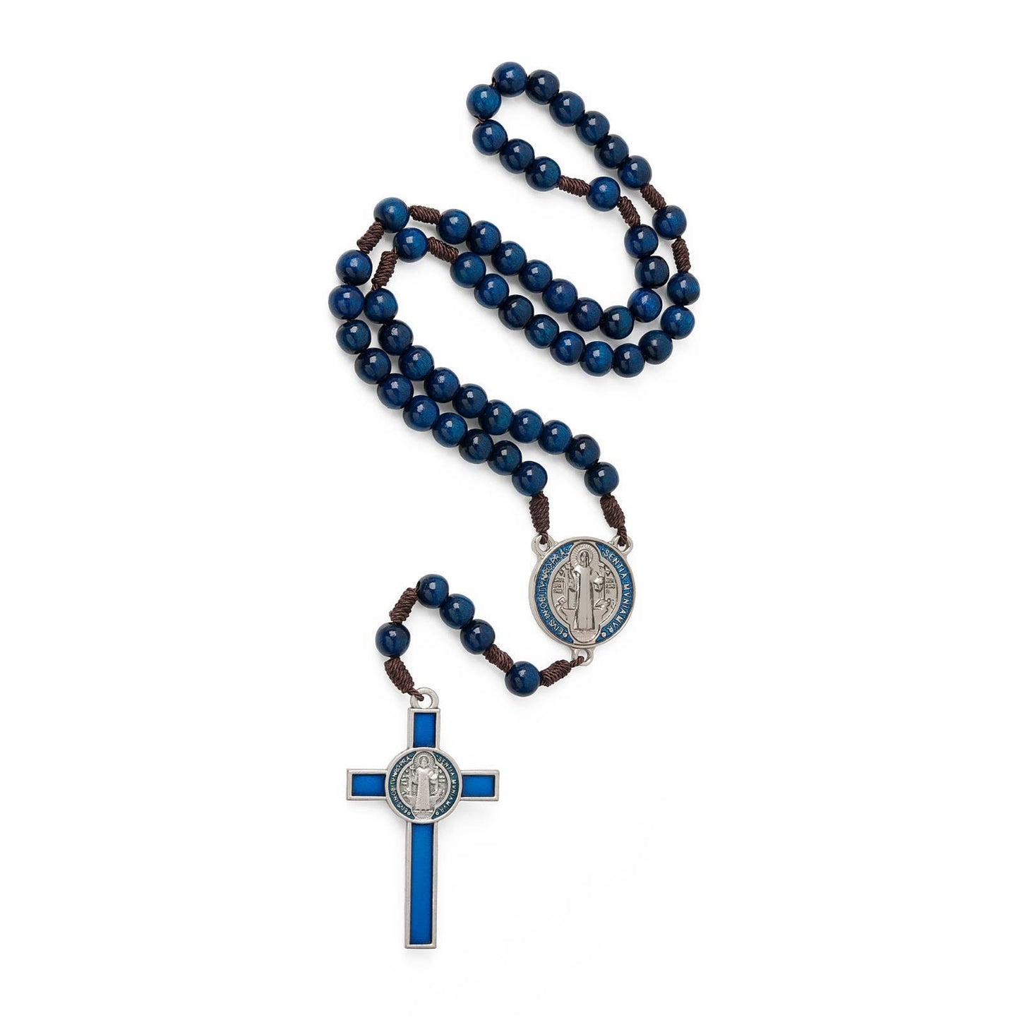 BLUE WOODEN ST. BENEDICT ROSARY