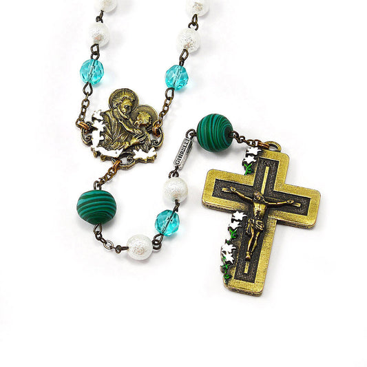 ST. JOSEPH ROSARY W/ MURANO GLASS & BRASS