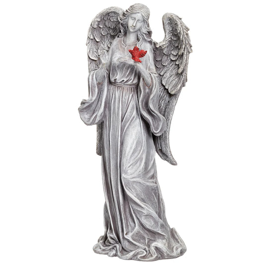MEMORIAL ANGEL GARDEN STATUE W/ CARDINAL