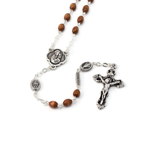 ST. JOSEPH WOOD & SILVER ROSARY