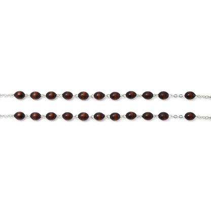ST. JOSEPH ROSARY IN SILVER WITH ITALIAN WOODEN BEADS