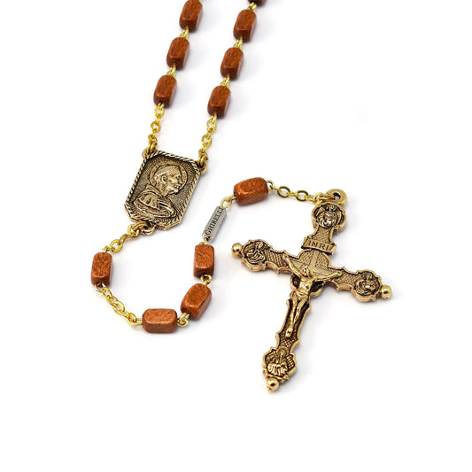 ST. FRANCIS & ST. CLARE OF ASSISSI GOLD ROSARY