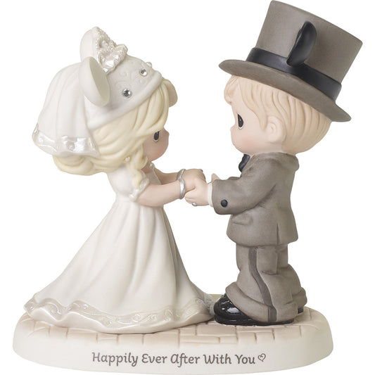 DISNEY WEDDING COUPLE, HAPPILY EVER AFTER WITH YOU, BISQUE PORCELAIN