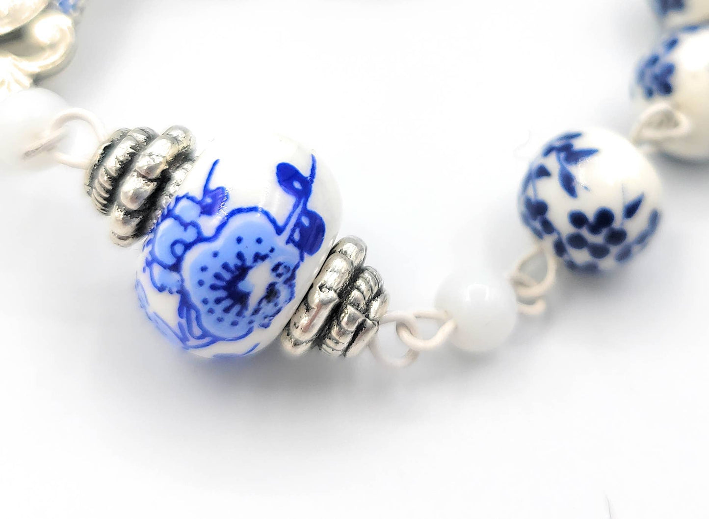 WHITE & BLUE PORCELAIN ROSARY