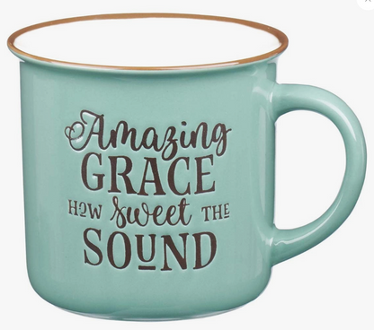 AMAZING GRACE GREEN/WHITE CAMP-STYLE COFFEE MUG