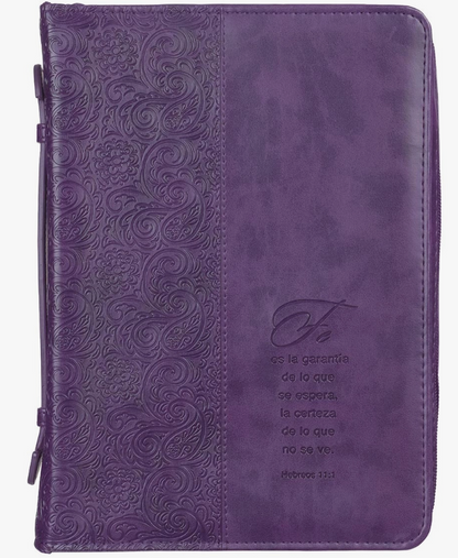 FUNDA PARA BIBLIAS FE, MORADO (PURPLE) HEBREOS 11:1