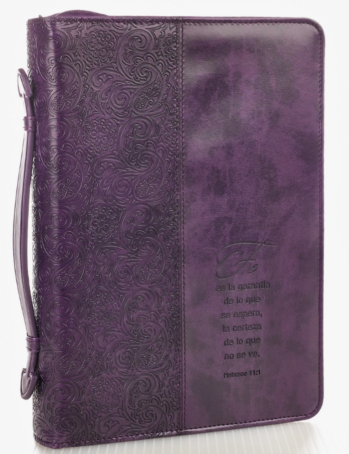 FUNDA PARA BIBLIAS FE, MORADO (PURPLE) HEBREOS 11:1