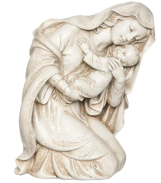 KNEELING MADONNA & CHILD GARDEN STATUE