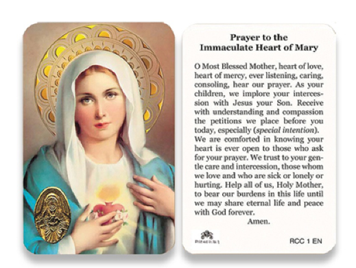 IMMACULATE HEART OF MARY PRAYER CARD